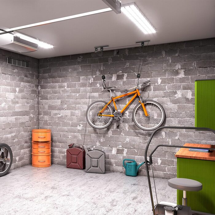 Relaxdays 2 x Fahrradlift im Set, mit Seilzug, universal Fahrradhalterung, zur Deckenmontage, für 2 Fahrräder