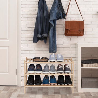 Relaxdays Bambus Schuhregal 3 Etagen stapelbar