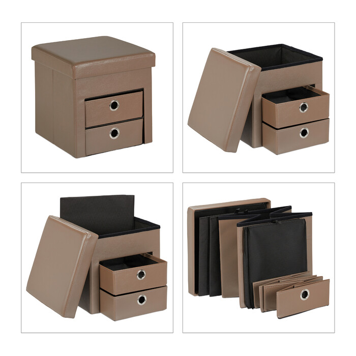 Relaxdays Sitzhocker mit Stauraum Taupe