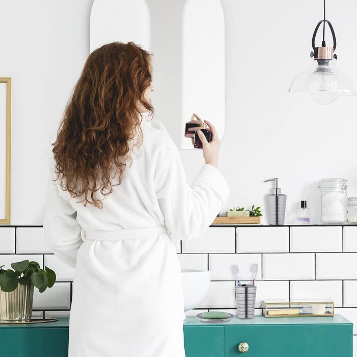 Relaxdays 5-tlg. Badezimmer Set, Edelstahl poliert, moderne Badaccessoires, Silber