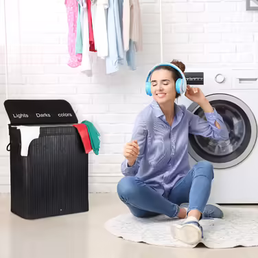 Relaxdays Wäschesortierer aus Bambus