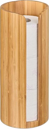 Relaxdays Toilettenpapier Aufbewahrung Bambus, für 3 Rollen, Toilettenpapierbehälter stehend, HxD: 33,5 x 14,5 cm, Natur