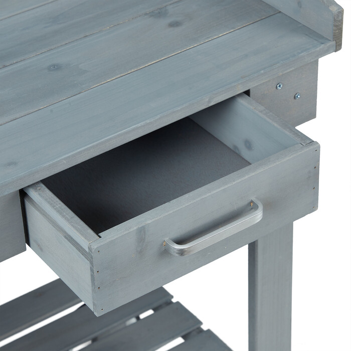 Relaxdays Grauer Pflanztisch mit Rollen