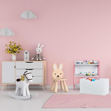 Relaxdays Kinderregal mit Bauplatten, Aufbewahrungsbox mit Rollen, HxBxT: 60 x 52 x 26,5 cm, Spielzeugregal, MDF, bunt