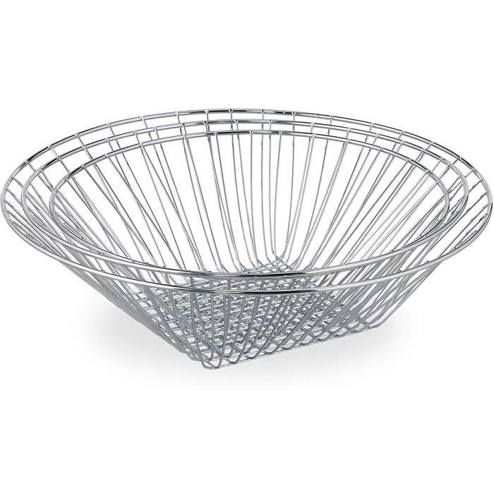 Relaxdays Hängekorb 3 Etagen, Obstkörbe, 3er Etagere für Decke, platzsparend in Küche, Stahl, silber, 73x28x28cm