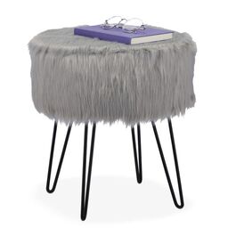 Relaxdays Fellhocker grau