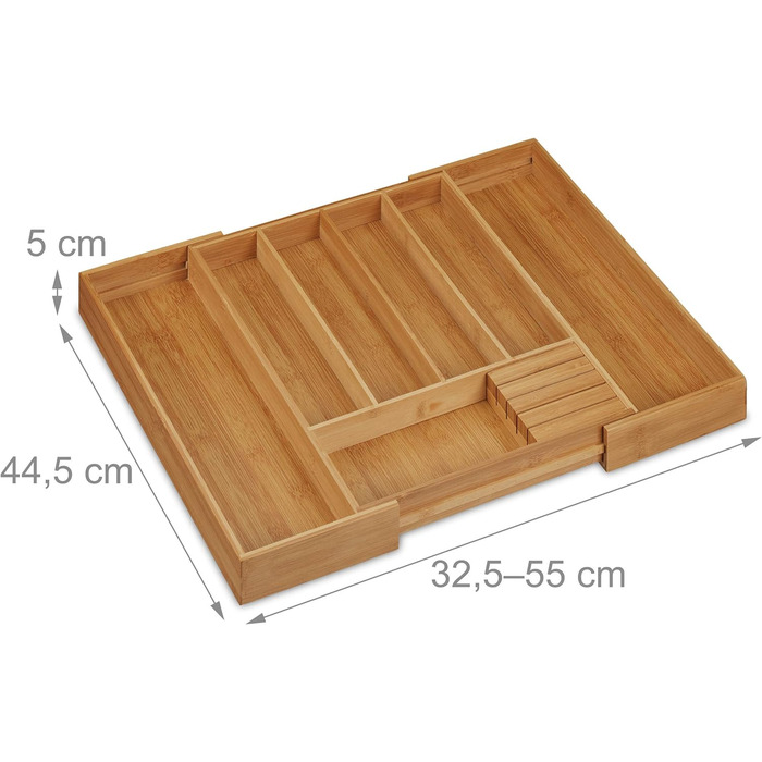 Relaxdays Bambus Besteckkasten, ausziehbar, HBT 5x55x44 cm