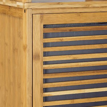 Relaxdays Badregal Bambus, 5 Ablagen, HxBxT: 170x33,5x28 cm, mit Schranktür, stehend, natur
