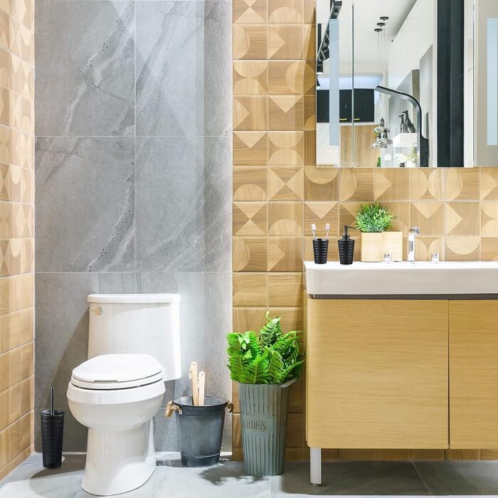 Relaxdays Badset, Edelstahl, modern, 5-tlg., Anthrazit