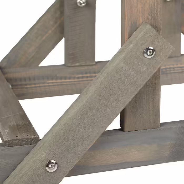 Relaxdays Blumentreppe aus Holz, 3 Stufen, 5 Ablagen, Shabby Chic, HBT: 83x83x28 cm, grau