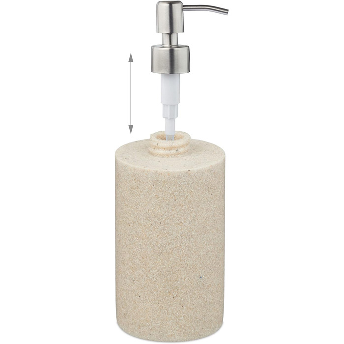 Relaxdays Seifenspender, 180ml, nachfüllbar, Bad/WC/Küche, Flüssigseifenspender, Polyresin, Edelstahlpumpe