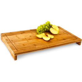 Relaxdays Bambus Schneidebrett 4,5x52x29cm mit Saftrinne, natur