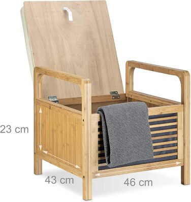 Relaxdays Sitzhocker mit Stauraum, Bambus, 46x50,5x50 cm, natur