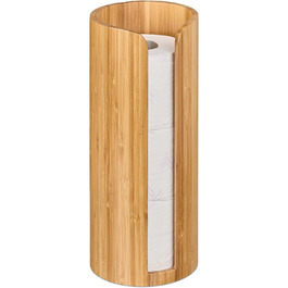 Relaxdays Toilettenpapier Aufbewahrung Bambus, für 3 Rollen, Toilettenpapierbehälter stehend, HxD: 33,5 x 14,5 cm, Natur