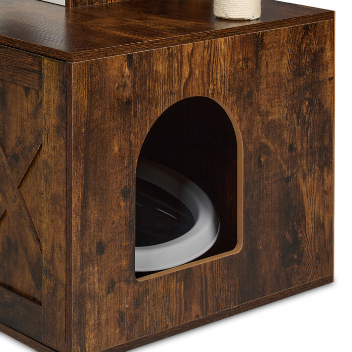 Relaxdays Kratzbaum mit Katzenklo-Schrank 128 cm