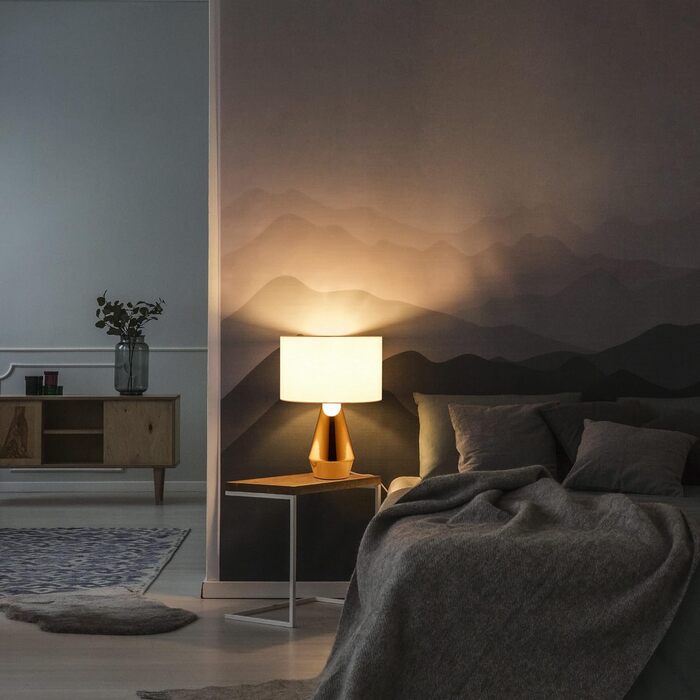 Relaxdays Tischlampe Touch dimmbar, moderne Nachttischlampe, HxD: 40 x 29 cm, E27, Tischleuchte mit Schirm, (Silber/Weiß)