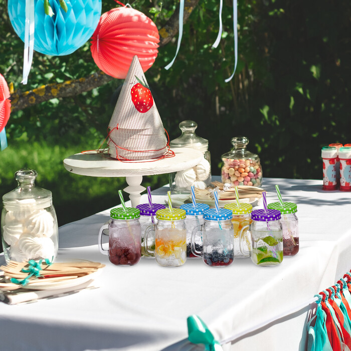 Relaxdays Bunte Trinkgläser mit Deckel 8er Set