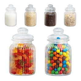 Relaxdays Vorratsgläser 6er Set 1000 ml