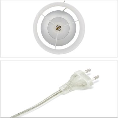 Relaxdays Tischlampe, runde Nachttischlampe mit Touch, HxD: 27,5 x 18 cm, E14, Tischleuchte mit Stoffschirm, silber/weiß