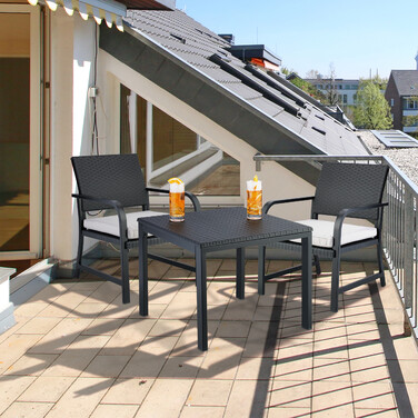 Relaxdays Balkonmöbel Set 3-teilig in Rattan-Optik