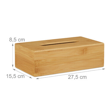 Relaxdays Kosmetiktücherbox Bambus 27,5 cm