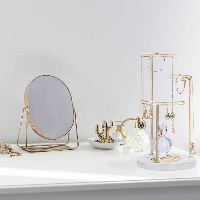 Relaxdays Schmuckständer Marmor gold