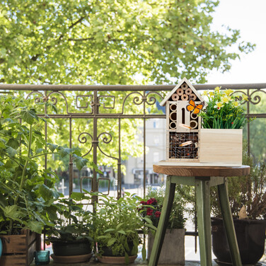 Relaxdays Blumentopf Bienenhotel Holz