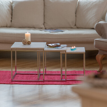 Relaxdays Beistelltische 3er Set Metallbeine