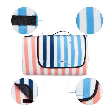 Relaxdays Picknickdecke, XXL, 200 x 300 cm, weiche Fleecedecke, wasserdicht und wärmeisolierend, Strandunterlage, bunt, 80% Polyester 10% Aluminium 10% Schaumstoff 200 x 300 cm Bunt