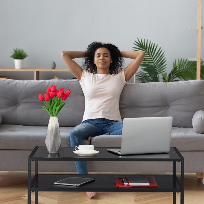 Relaxdays Schwarzer Couchtisch mit Glasplatte