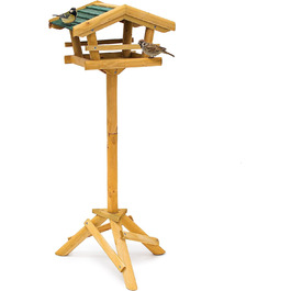 Relaxdays Vogelhaus mit Ständer HBT 100 x 37 x 43 cm Vogelhäuschen aus Holz als Vogelfutterhaus für Zaunkönig und Eichelhäher schicke Vogelfutterstelle und Vogelvilla mit grünem Dach, Natur