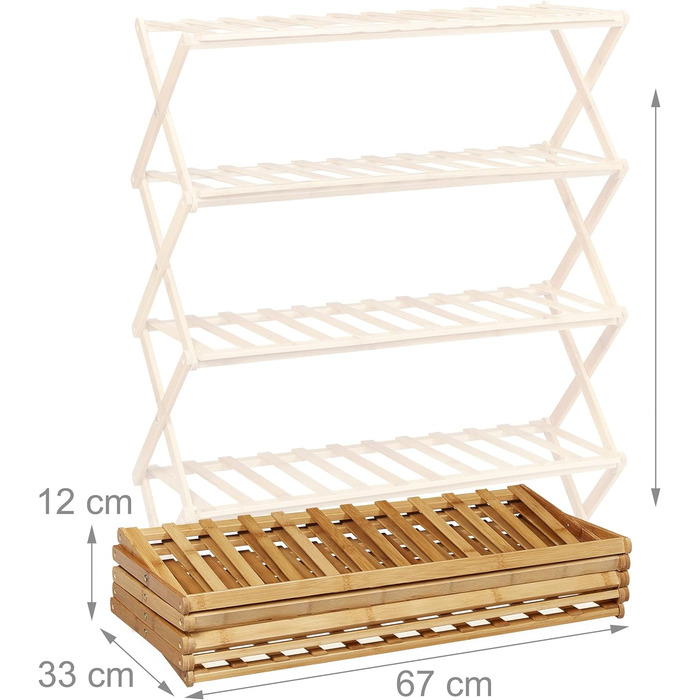 Relaxdays Schuhregal, 5 Ebenen, 15 Paar Schuhe, Bambus, 89x65x26 cm