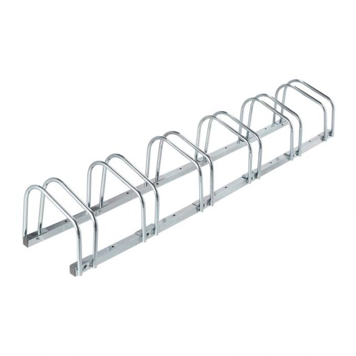 Relaxdays Silberner Fahrradständer für 6 Fahrräder