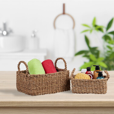 Relaxdays 3-tlg. Aufbewahrungskorb Set aus Seegras