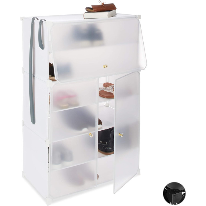 Relaxdays Schuhschrank, XL Steckregal, 6 Fächer, Türen, HBT 94x61,5x31,5 cm