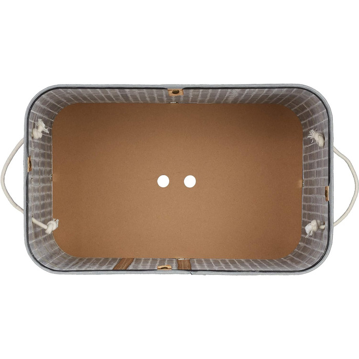 Relaxdays Wäschekorb Bambus, rechteckiger Wäschesortierer, 2 Fächer, Klappdeckel, faltbar, 95 l, (Grau)