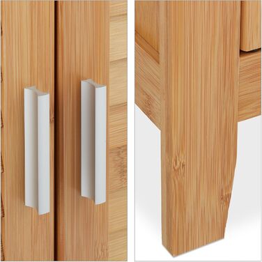 Relaxdays Waschbeckenunterschrank LAMELL, 2 Türen, Bambus & MDF, 60x67x30 cm, natur