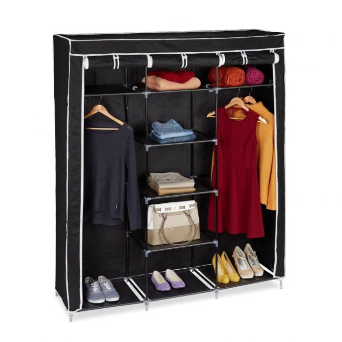 Relaxdays Stoffkleiderschrank XXL mit 9 Böden