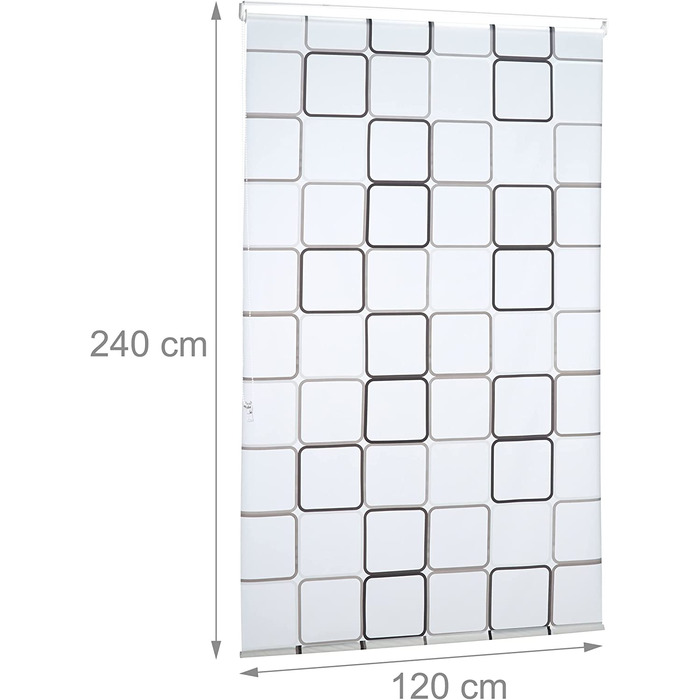 Relaxdays Duschrollo Square, wasserabweisend, Retro Badrollo Wanne u. Dusche, Deckenmontage, 120x240cm, semitransparent
