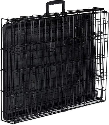 Relaxdays Hundekäfig, Faltbare Hundetransportbox Auto, Welpenkäfig, 2 Türen, Bodenschale, Drahtkäfig Metall, M, Schwarz Schwarz M