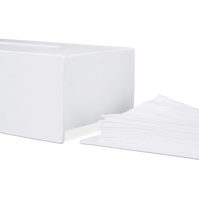 Relaxdays Tücherbox Bambus, Taschentuchbox mit Schiebeboden, Tissue Box für Taschentücher, HxBxT: 7,5 x 24 x 2 cm, weiß 0023252 (2)