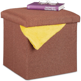 Relaxdays Sitzhocker, faltbar, gepolstert, eckig, Stoff, 37x37,5x37,5 cm, 1 Stk (Braun)