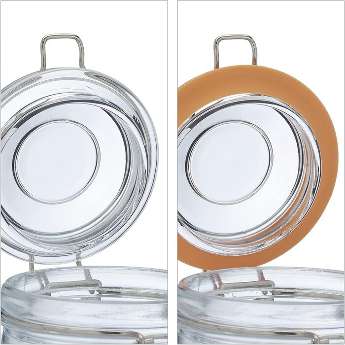Relaxdays Vorratsgläser, 3er Set, 600-1200 ml, Bügelverschluss, transparent