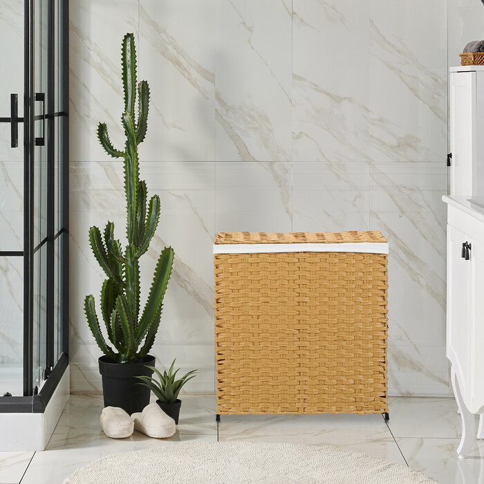 Relaxdays Wäschekorb Rattan-Optik 110 L