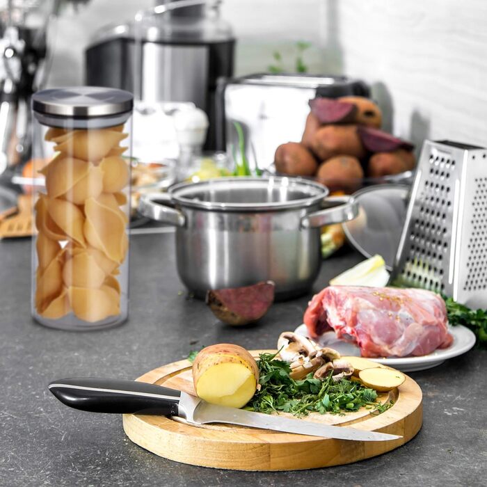 Relaxdays Vorratsglas 3er Set, 1,3 L, luftdicht, Edelstahl Deckel, Küchenbehälter