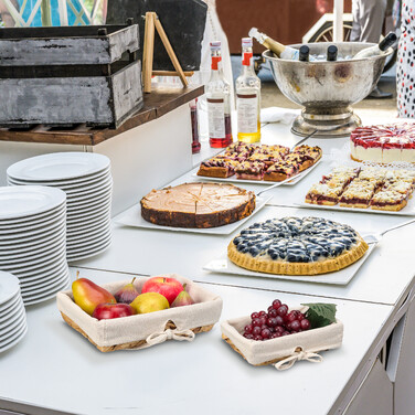 Relaxdays 3er Set Brotkorb mit Stoffeinsatz