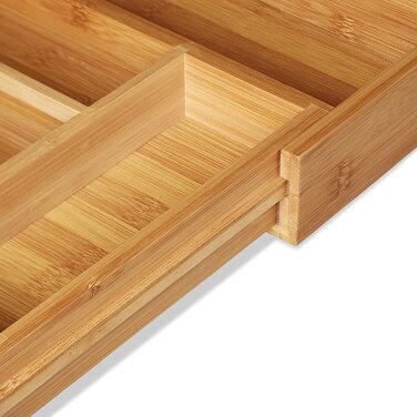 Relaxdays Besteckkasten Bambus, ausziehbarer Besteckeinsatz als Küchenorganizer, Schubladeneinsatz 33,5x29-48x5 cm, natur