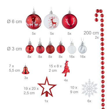 Relaxdays Weihnachtskugeln im 103er Set