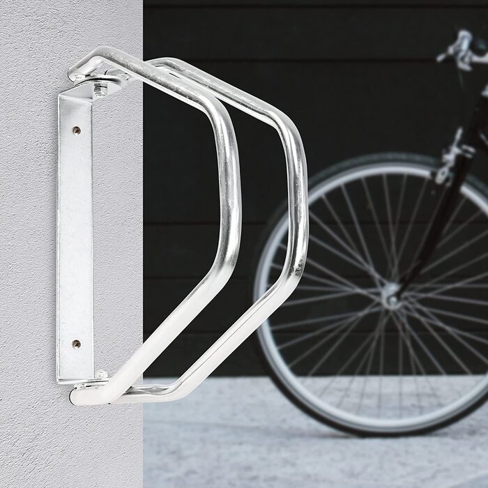 Relaxdays 2 x Fahrradständer im Set, Wandparker als Einzelständer, zur Wandmontage, verstellbar, HBT 32,5 x 9 x 28,5 cm, Silb
