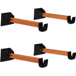 Relaxdays 4er Set Fahrrad Wandhalterung, Fahrradaufhängung, Fahrradwandhalter, Wand, HxBxT: 9,5 x 36 x 9,5 cm, orange-schwarz